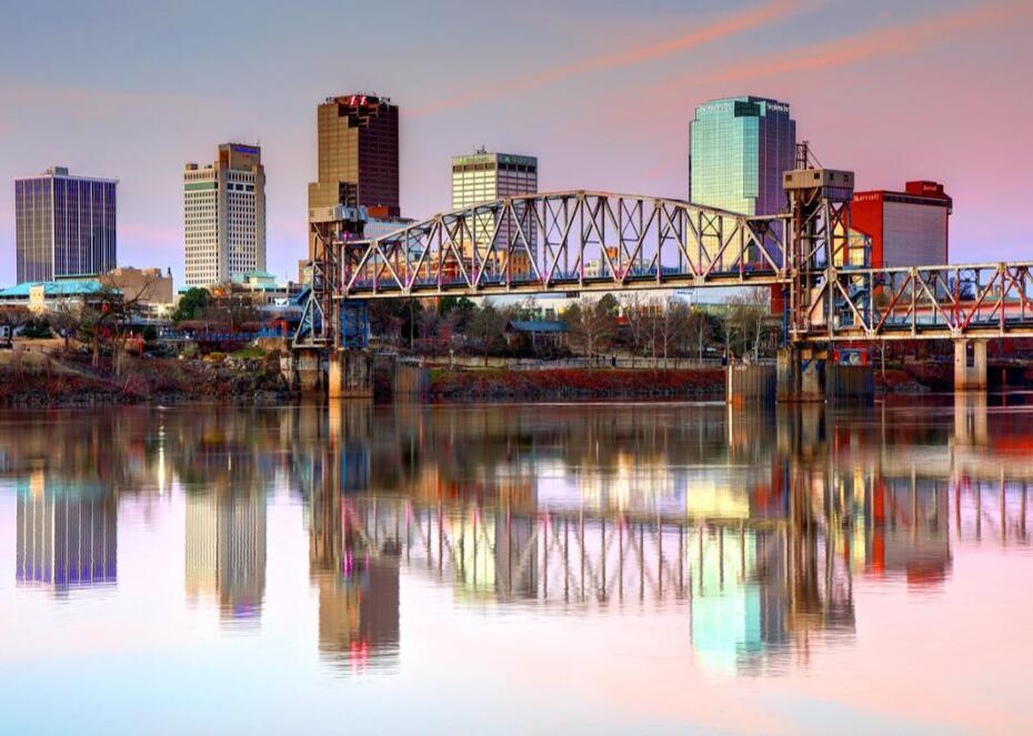 Little Rock, Arkansas along the Arkansas River.