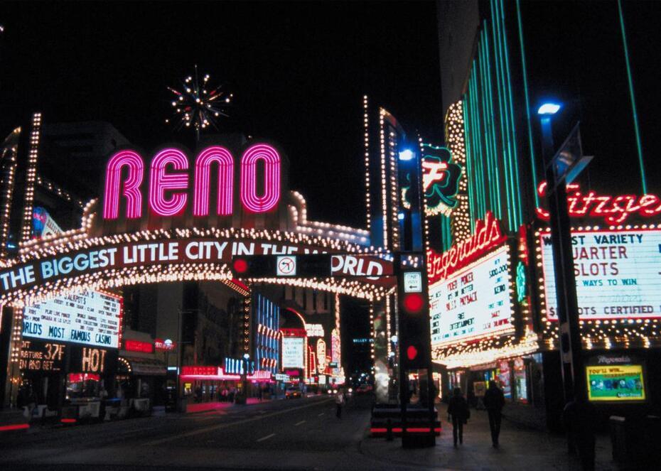 Colorful neon lights in Reno, Nevada.